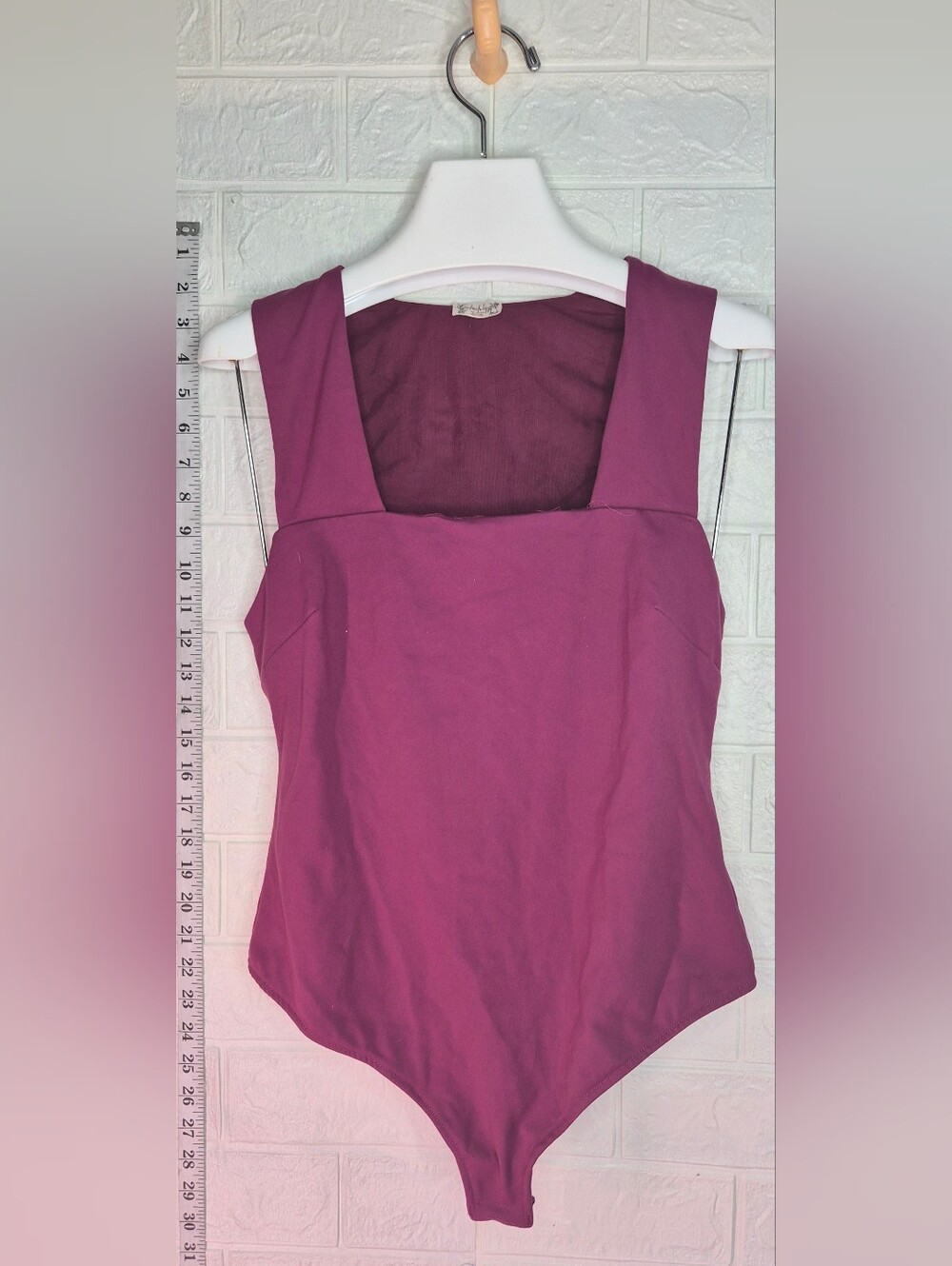 Free People Sleeveless Square Neck Bodysuit in Plum Raspberry "She's So Sleek" M